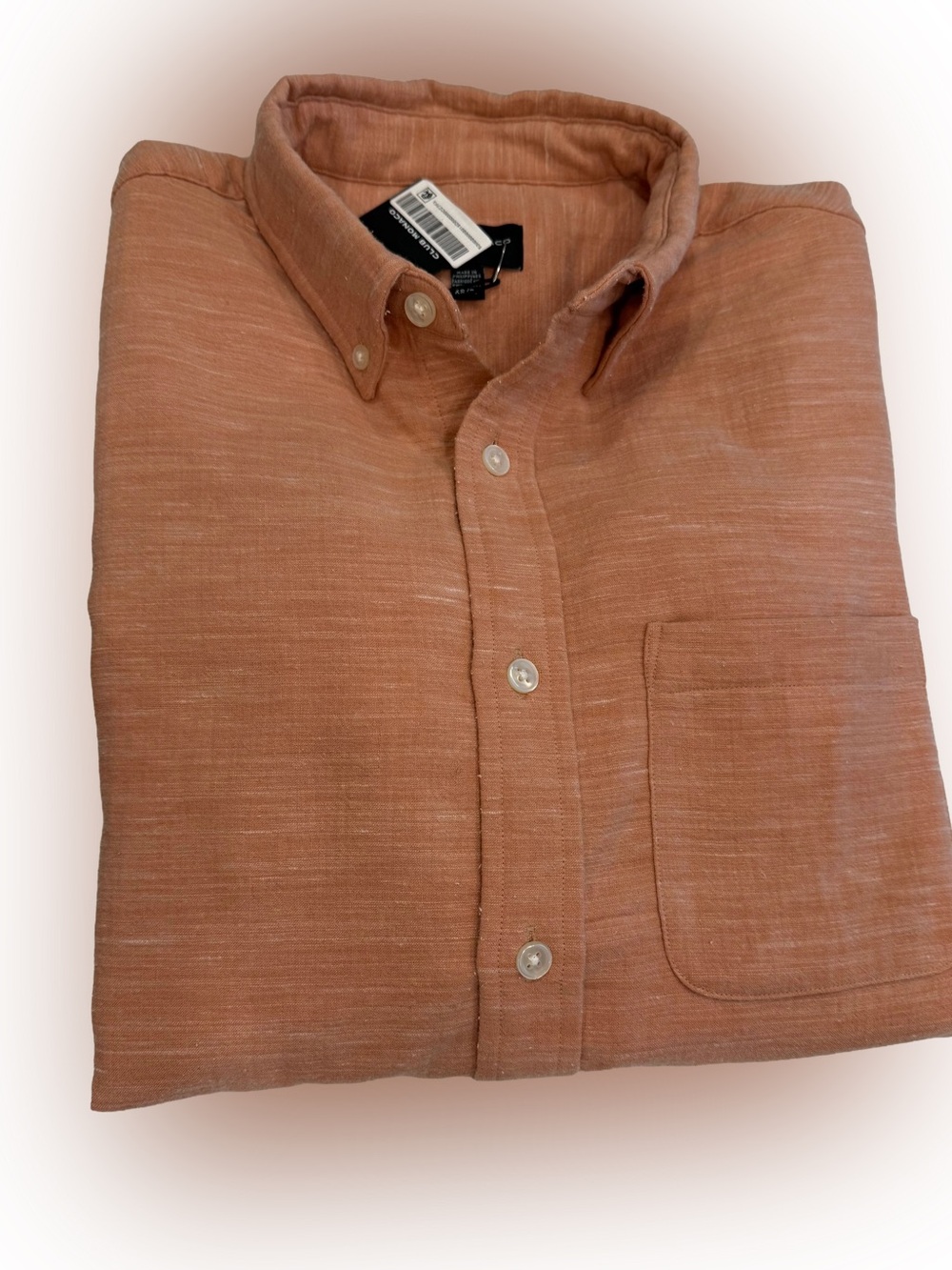 Club Monaco Men’s Button Down Shirt Cotton Light Orange Slim Fit Sz XS NWT